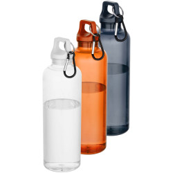 Bouteille publicitaire d’eau Oregon de 750 ml en plastique recyclé certifié RCS avec mousqueton