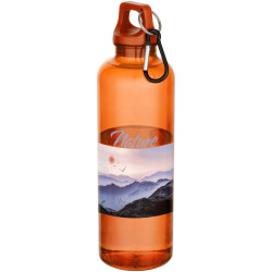 Bouteille publicitaire d’eau Oregon de 750 ml en plastique recyclé certifié RCS avec mousqueton