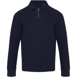 Polo publicitaire unisexe Zeus à manches longues et demi fermeture éclair