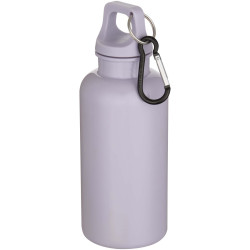 Bouteille publicitaire d’eau Oregon de 400 ml en plastique recyclé uni certifié RCS avec mousqueton