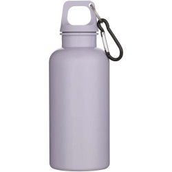 Bouteille publicitaire d’eau Oregon de 400 ml en plastique recyclé uni certifié RCS avec mousqueton