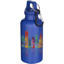 Bouteille publicitaire d’eau Oregon de 400 ml en plastique recyclé uni certifié RCS avec mousqueton