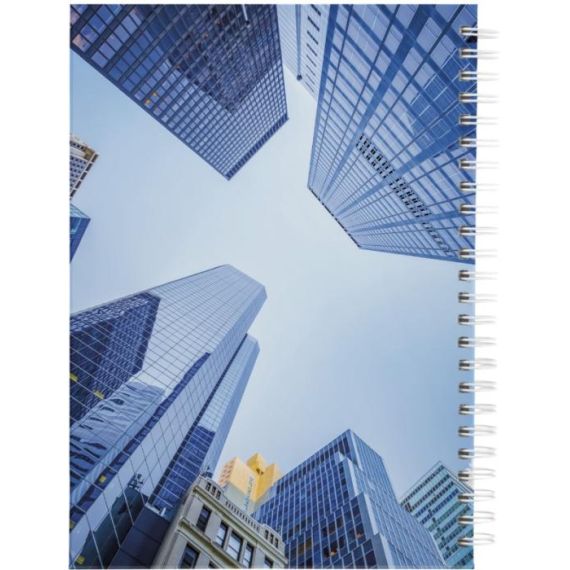 Carnet publicitaire fabriqué en Europe Wire-o A5 avec couverture rigide