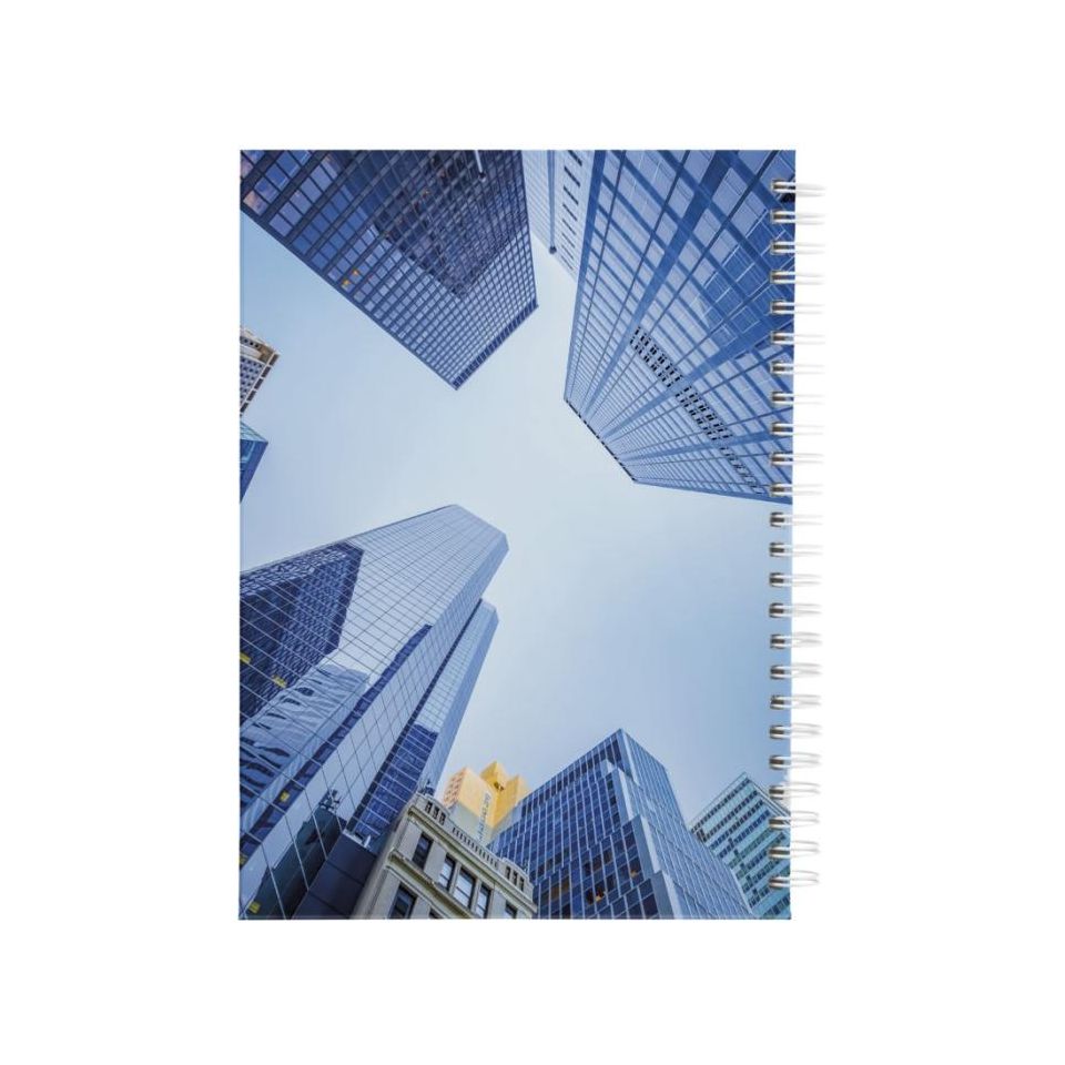 Carnet publicitaire fabriqué en Europe Wire-o A5 avec couverture rigide