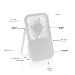 Ventilateur publicitaire de bureau en plastique recyclé RCS Aervina