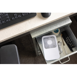 Ventilateur publicitaire de bureau en plastique recyclé RCS Aervina
