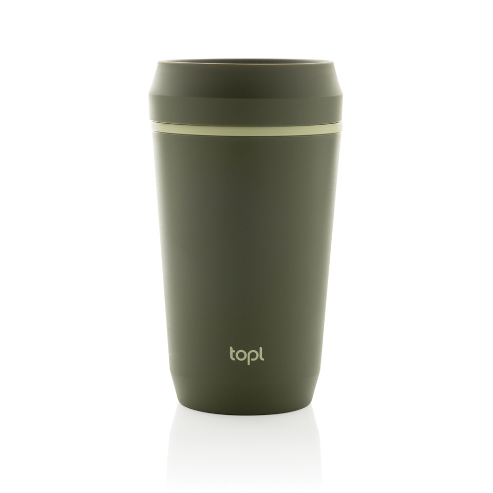 Mug publicitaire 354 ml avec couvercle 360 en plastique recyclé Topl
