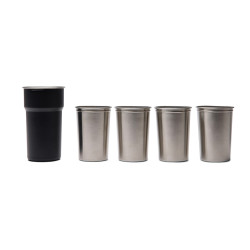 Set publicitaire de 4 tasses 250ml en acier inoxydable RCS Parks Vinga