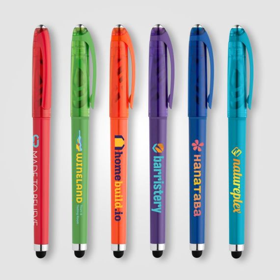 Stylo publicitaire bille encre gel en plastique recyclé avec bille anti-stress