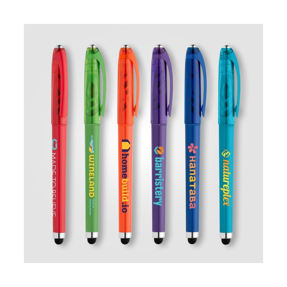 Stylo publicitaire bille encre gel en plastique recyclé avec bille anti-stress