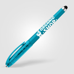 Stylo publicitaire bille encre gel en plastique recyclé avec bille anti-stress