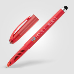 Stylo publicitaire bille encre gel en plastique recyclé avec bille anti-stress
