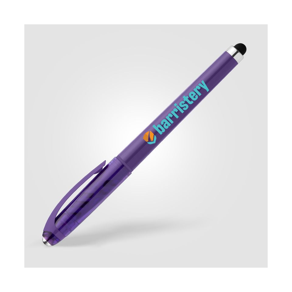 Stylo publicitaire bille encre gel en plastique recyclé avec bille anti-stress