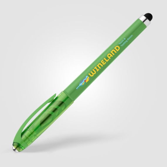 Stylo publicitaire bille encre gel en plastique recyclé avec bille anti-stress