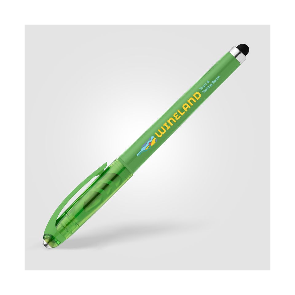 Stylo publicitaire bille encre gel en plastique recyclé avec bille anti-stress