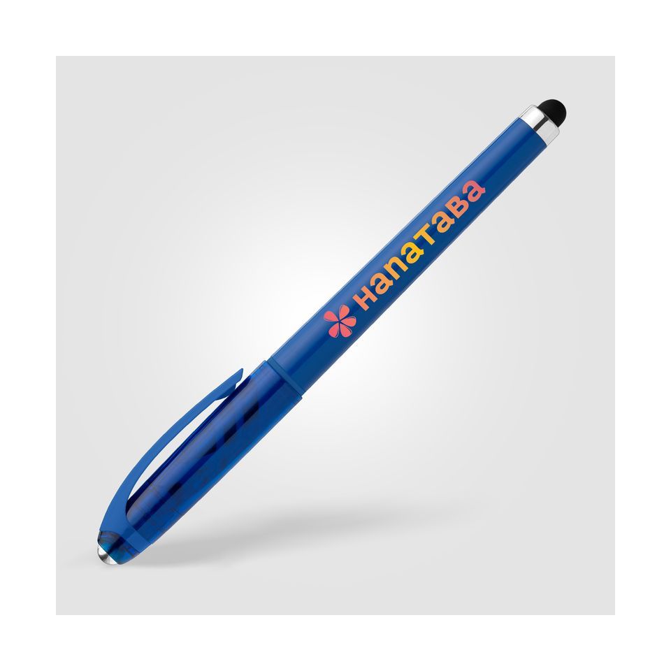 Stylo publicitaire bille encre gel en plastique recyclé avec bille anti-stress