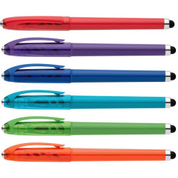 Stylo publicitaire bille encre gel en plastique recyclé avec bille anti-stress