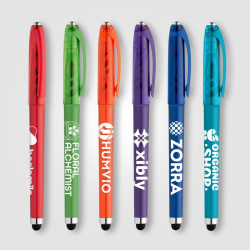 Stylo publicitaire bille encre gel en plastique recyclé avec bille anti-stress