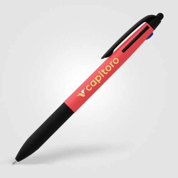 Stylo bille personnalisé stylet 3 en 1 en plastique recyclé