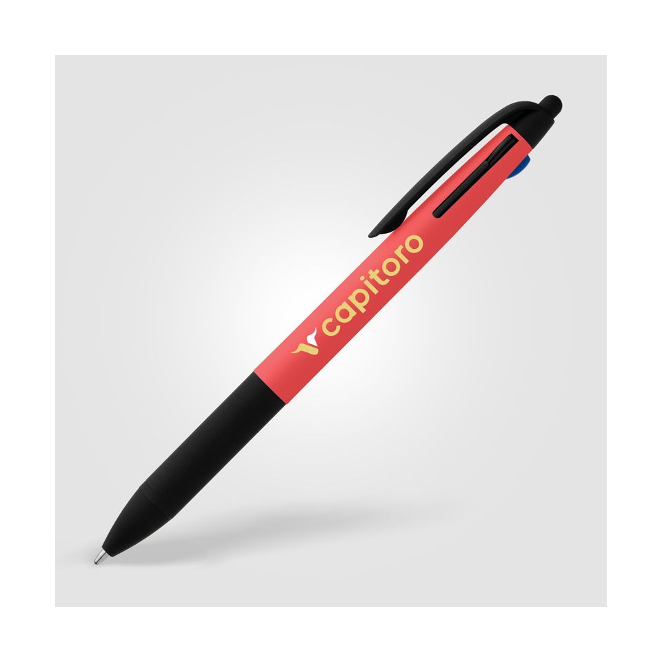 Stylo bille personnalisé stylet 3 en 1 en plastique recyclé