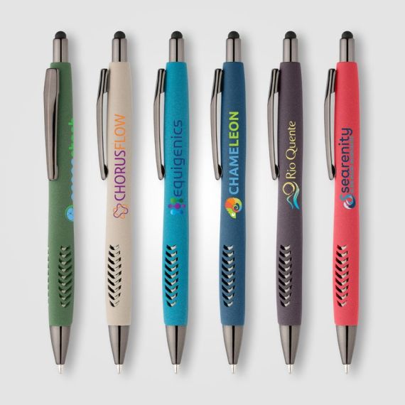 Stylo bille personnalisé stylet en plastique recyclé finition pierre