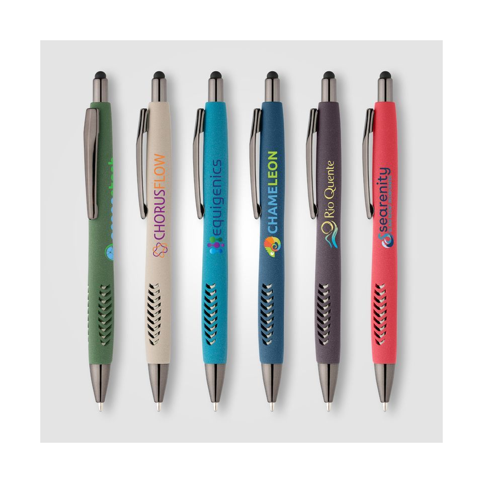 Stylo bille personnalisé stylet en plastique recyclé finition pierre