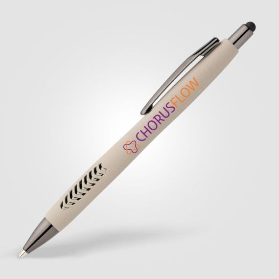 Stylo bille personnalisé stylet en plastique recyclé finition pierre