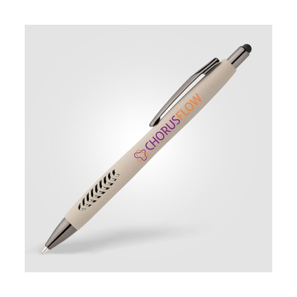 Stylo bille personnalisé stylet en plastique recyclé finition pierre