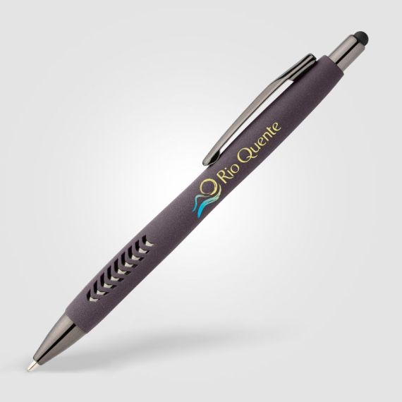 Stylo bille personnalisé stylet en plastique recyclé finition pierre