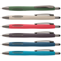 Stylo bille personnalisé stylet en plastique recyclé finition pierre