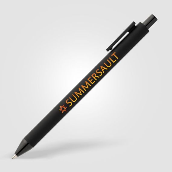 Stylo bille rétractable personnalisé en plastique recyclé soft touch