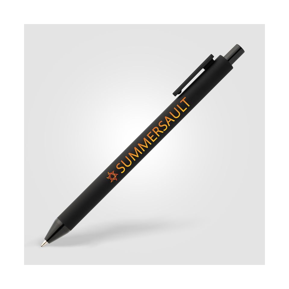 Stylo bille rétractable personnalisé en plastique recyclé soft touch