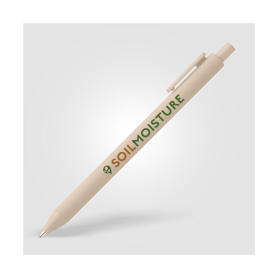 Stylo bille rétractable personnalisé en plastique recyclé soft touch