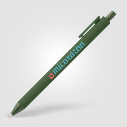 Stylo bille rétractable personnalisé en plastique recyclé soft touch