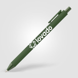 Stylo bille rétractable personnalisé en plastique recyclé soft touch