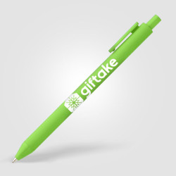 Stylo bille rétractable personnalisé en plastique recyclé soft touch