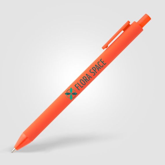 Stylo bille rétractable personnalisé en plastique recyclé soft touch