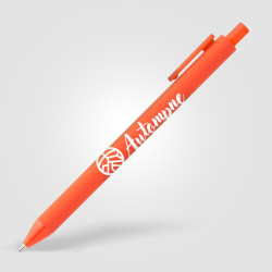 Stylo bille rétractable personnalisé en plastique recyclé soft touch