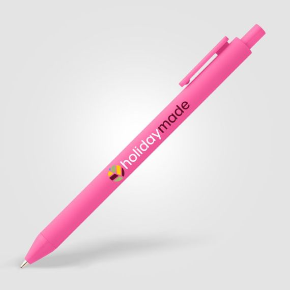 Stylo bille rétractable personnalisé en plastique recyclé soft touch