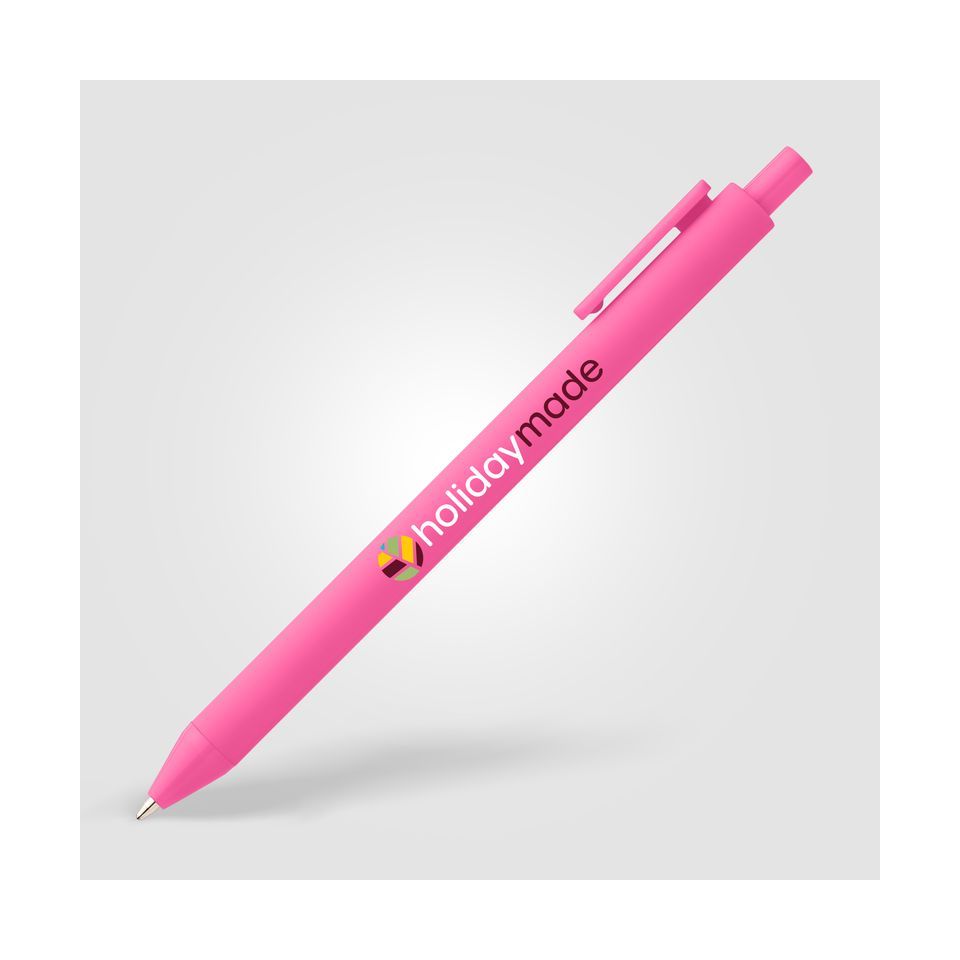 Stylo bille rétractable personnalisé en plastique recyclé soft touch