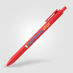 Stylo bille rétractable personnalisé en plastique recyclé soft touch