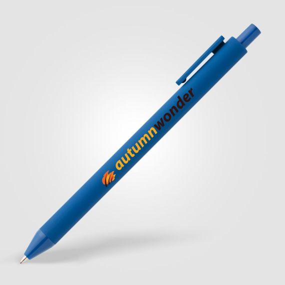 Stylo bille rétractable personnalisé en plastique recyclé soft touch
