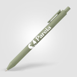 Stylo bille rétractable personnalisé en plastique recyclé soft touch