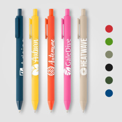 Stylo bille rétractable personnalisé en plastique recyclé soft touch