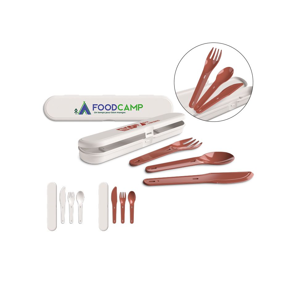 Set de couverts personnalisé réutilisable en plastique fabriqué en France