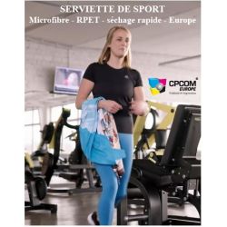 Serviette de sport publicitaire ultra-compacte en microfibre 130x70 mm express RPET fabriquée en Europe recyclée