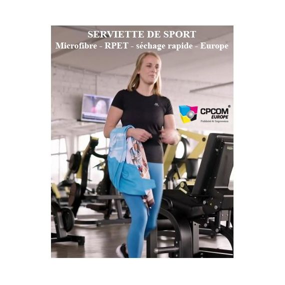 Serviette de sport publicitaire ultra-compacte en microfibre 130x70 mm express RPET fabriquée en Europe recyclée