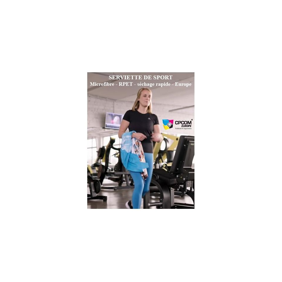 Serviette de sport publicitaire ultra-compacte en microfibre 130x70 mm express RPET fabriquée en Europe recyclée