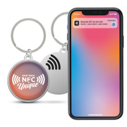 Porte-clés personnalisée rond en métal avec puce NFC