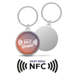 Porte-clés personnalisée rond en métal avec puce NFC
